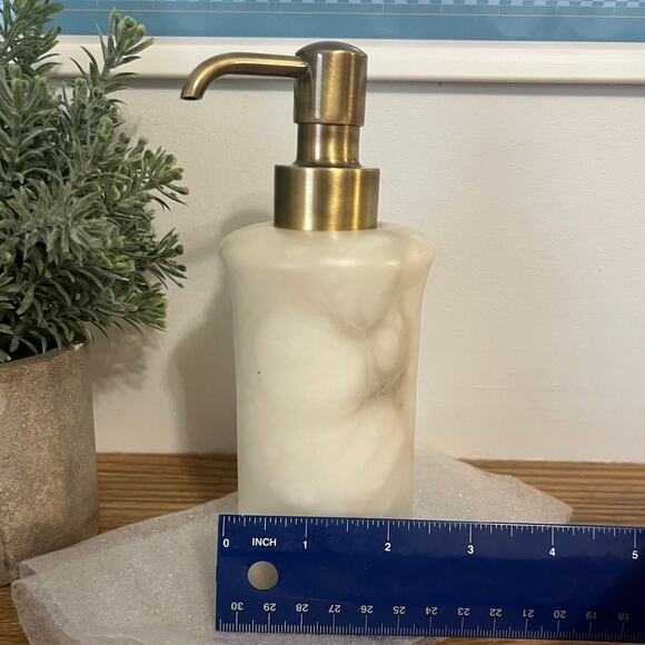 NEW Labrazel Alisa Cream Alabaster Soap Dispenser Burnished Brass Italy - Picture 9 of 12